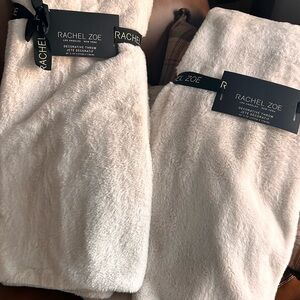 Two Rachel Zoe Plush Decorative Throw - Soft Cream